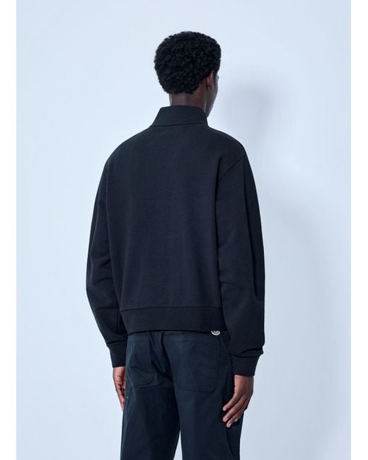 Moncler Blue Half-Zip Sweatshirt With Logo Patch for men