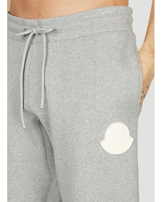 Moncler Gray Logo Patch Fleece Track Pants for men