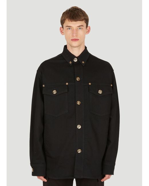 Versace Medusa College Fit Denim Jacket in Black for Men | Lyst