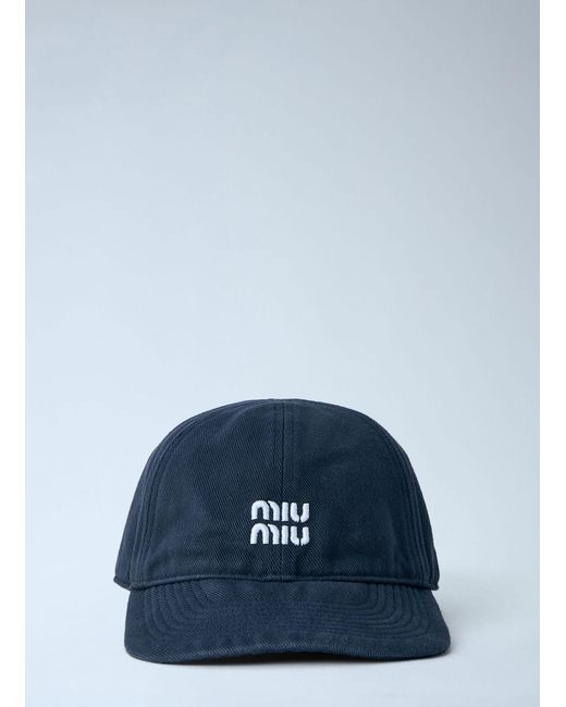 Miu Miu Blue Denim Baseball Cap for men