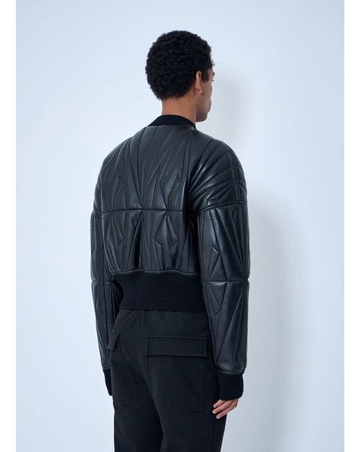 Moncler Blue Rick Owens Geocamo Cropped Quilted Bomber Jacket