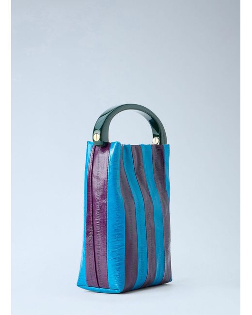Dries Van Noten Blue Striped Handle Handbag