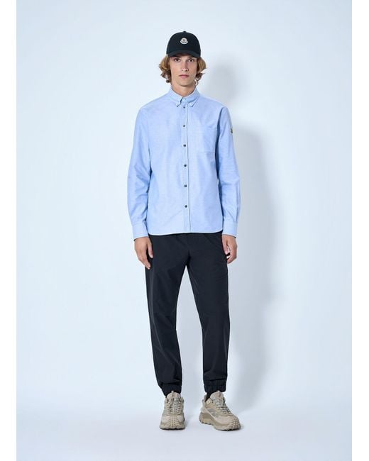Moncler Blue Button-Down Cotton Shirt for men