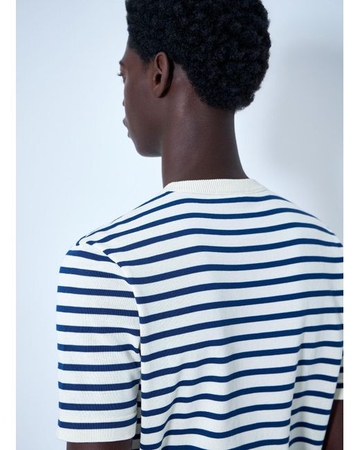 Prada Blue Striped Crewneck T-Shirt for men