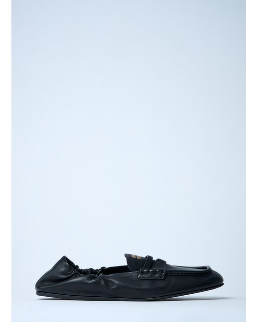 Miu Miu White Logo Motif Leather Loafers