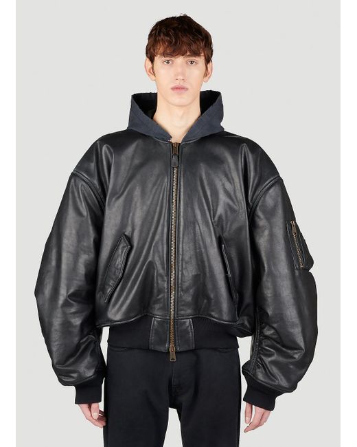 Balenciaga Hooded Oversized Bomber Jacket in Gray for Men Lyst