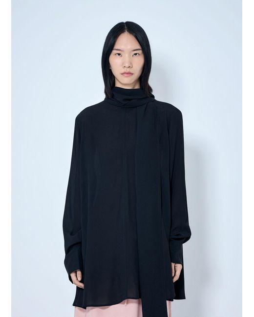 Totême Blue Draped Scarf Blouse
