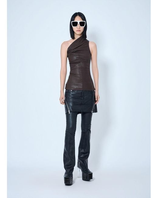 Rick Owens Blue Athena One-Shoulder Tank Top