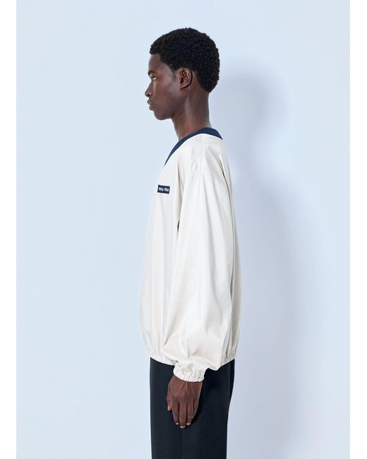 Miu Miu White Technical Pongé Sweatshirt for men