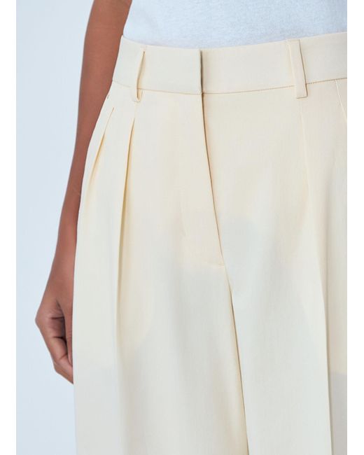 Moncler White Cotton Gabardine Wide-Leg Tailoredâ Pants