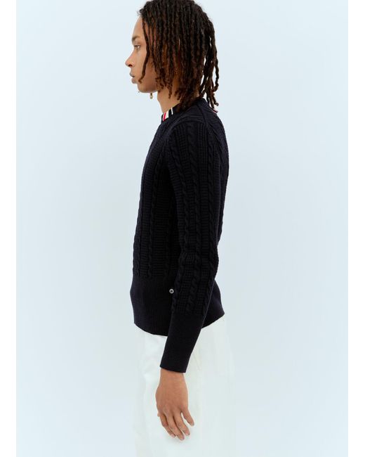 Thom Browne Black Cable Knit Sweater for men