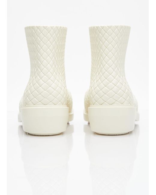 Bottega Veneta White Fireman Intreccio Ankle Boots