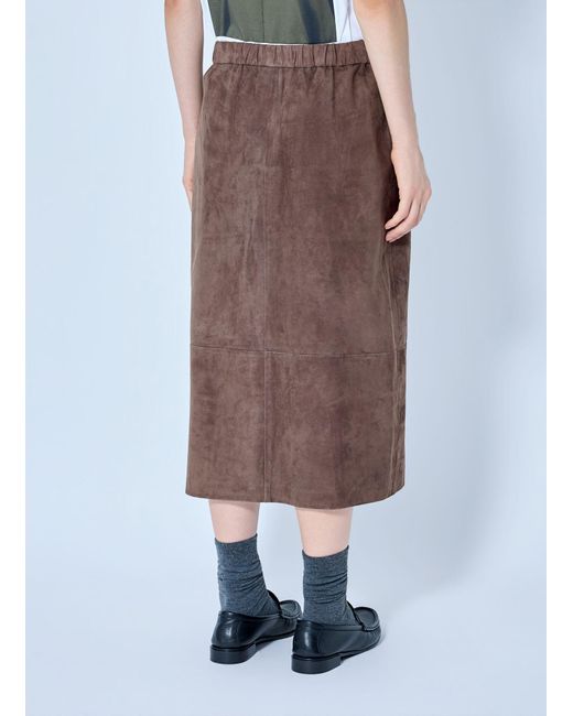 Max Mara Brown Suede Midi Skirt