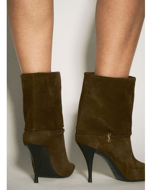 Saint Laurent Green Ricky Suede Boots