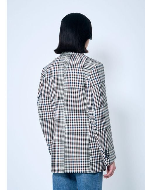 Bottega Veneta Blue Structured Check-Cotton Blazer