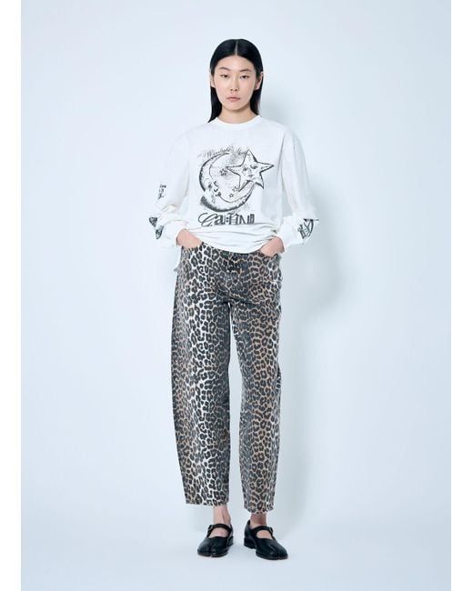Ganni Blue Leopard Stary Jeans