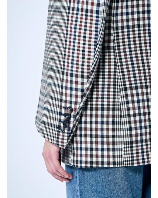 Bottega Veneta Blue Structured Check-Cotton Blazer
