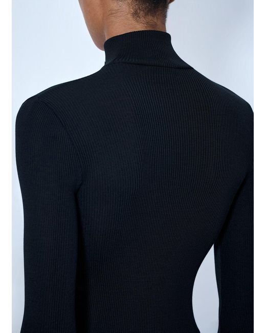 Prada Blue Ribbed Turtleneck Top