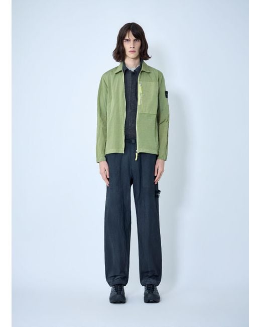 Stone Island Green Zip-Front Technical Jacket for men
