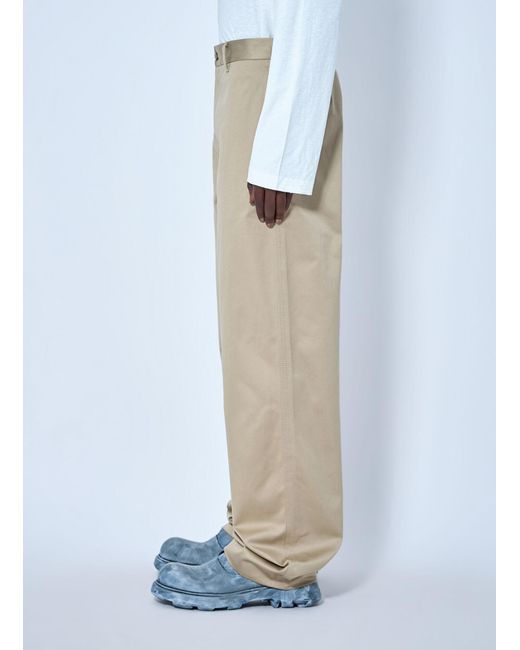 Acne White Cotton Satin Tailored Trousers for men