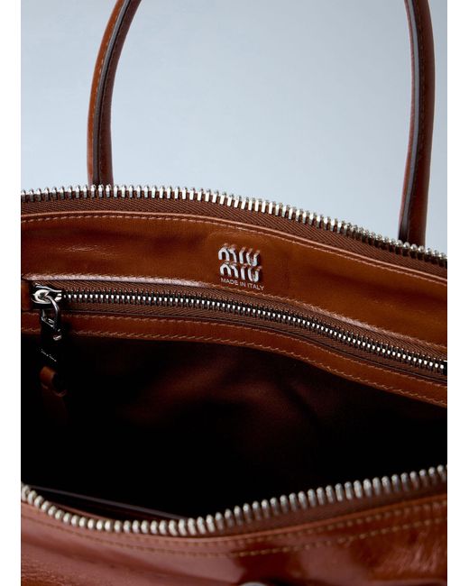 Miu Miu Brown Leather Top Handle Bag