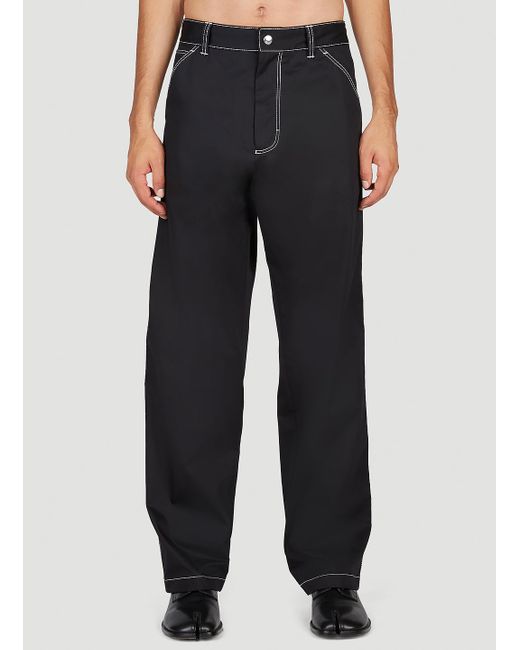 Prada Contrast Stitch Pants in Black for Men | Lyst