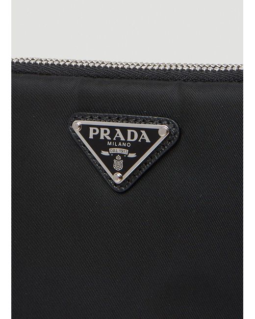 Prada White Logo Plaque Clutch Bag for men