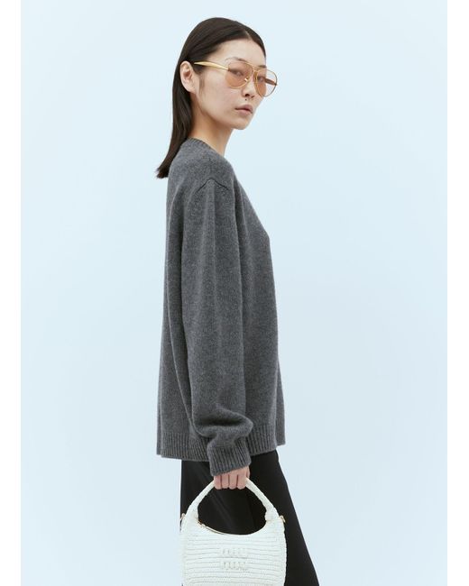 Miu Miu Gray Cashmere Crewneck Sweater