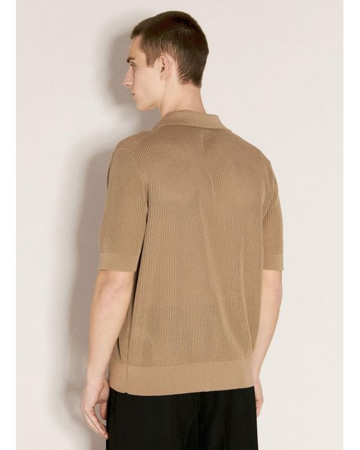 Dolce & Gabbana Natural Openwork V-neck Polo Shirt for men