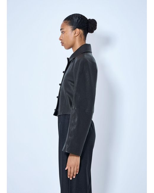 Rohe Blue Rounded Grain Leather Cropped Jacket