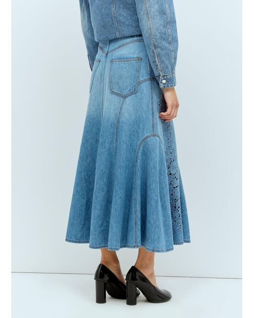 Chloé Blue Flared Midi Skirt