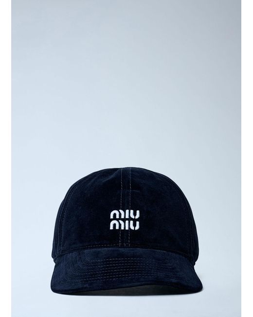 Miu Miu Blue Logo Motif Baseball Cap for men