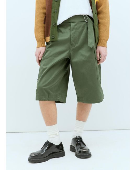 KENZO Green Army Cargo Shorts for men
