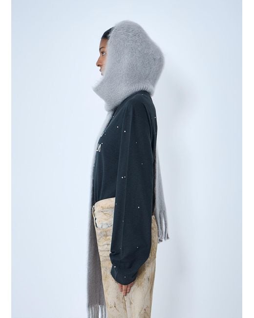 Acne Blue Fringed Wool Scarf