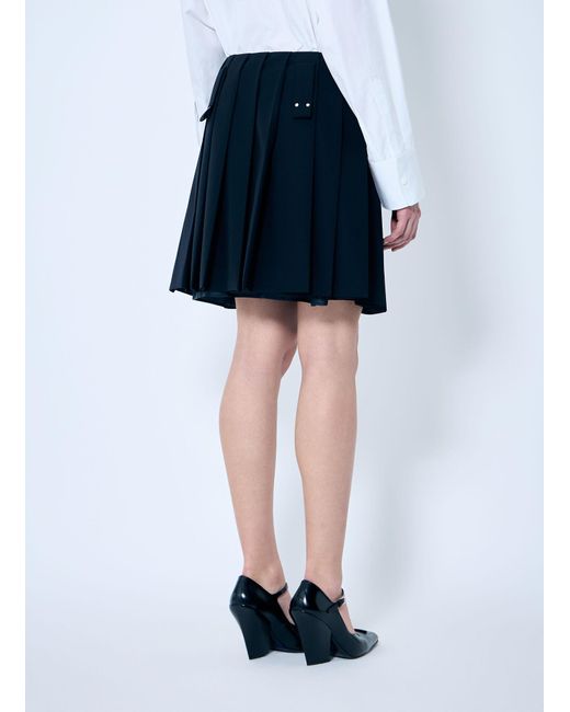 Prada Blue Pleated Wool Skirt