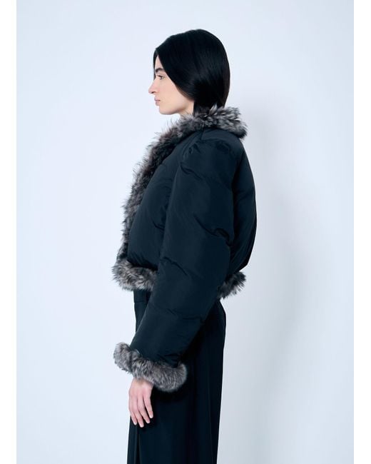 Alexander Wang Blue Puffer Jacket With Shearling Trims