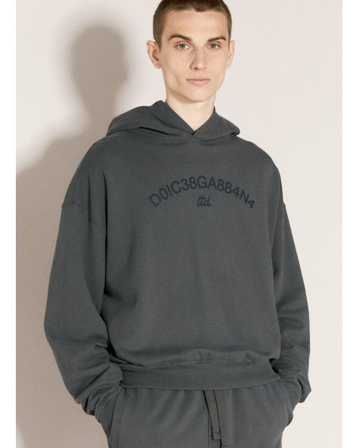 Dolce & Gabbana Gray Cropped Hooded Sweatshirt for men