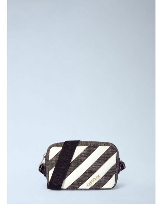 Off-White c/o Virgil Abloh Blue Off Diagonal Quilted Camera Crossbody Bag