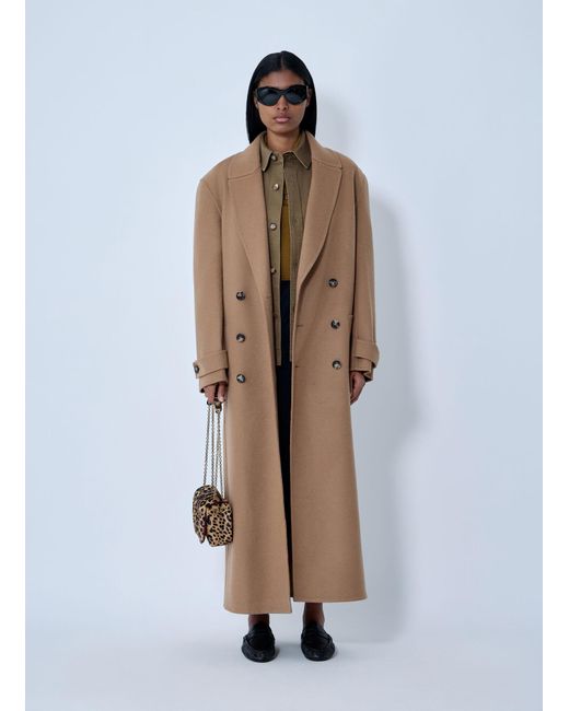 Saint Laurent White Brushed Cashmere-And-Wool-Blend Coat