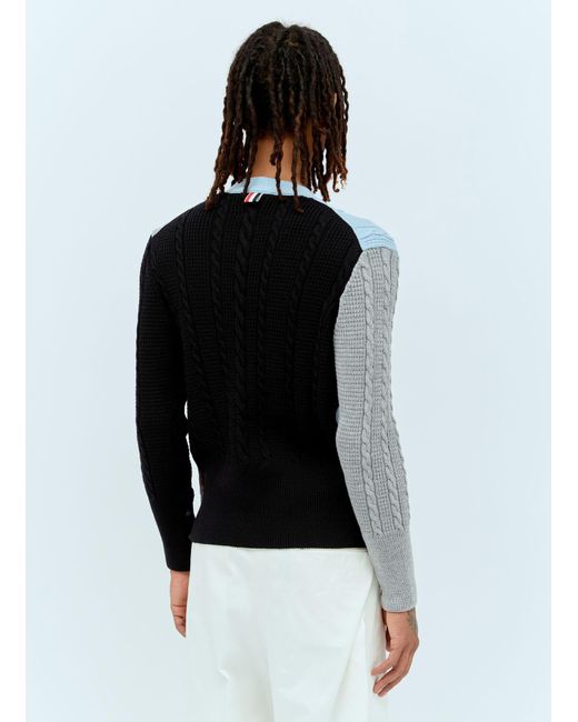 Thom Browne Blue Cable Knit Cardigan for men