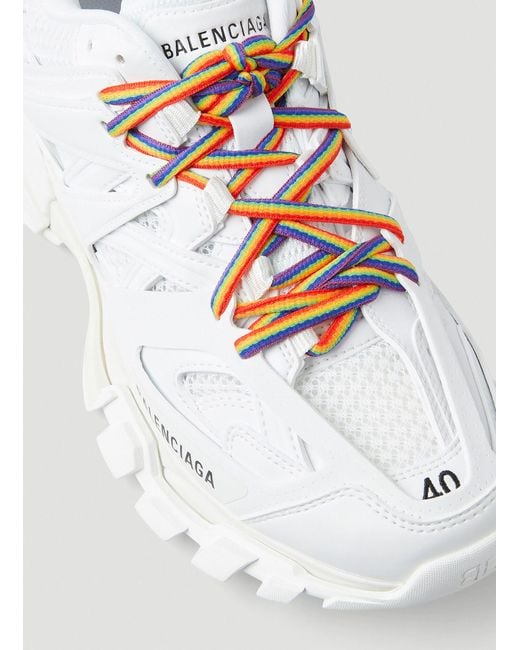 Balenciaga Rainbow Lace Track Sneakers in White | Lyst