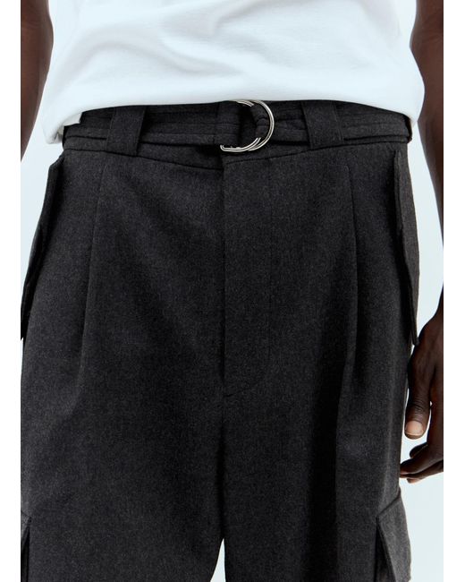 Prada Black Flannel Cargo Pants for men
