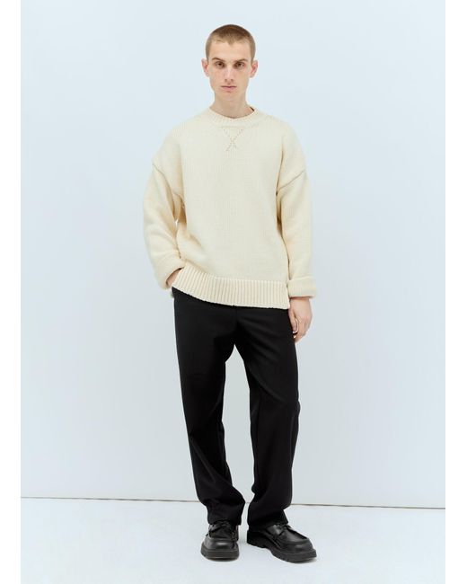 Jil Sander White Heavy-knit Crewneck Sweater for men