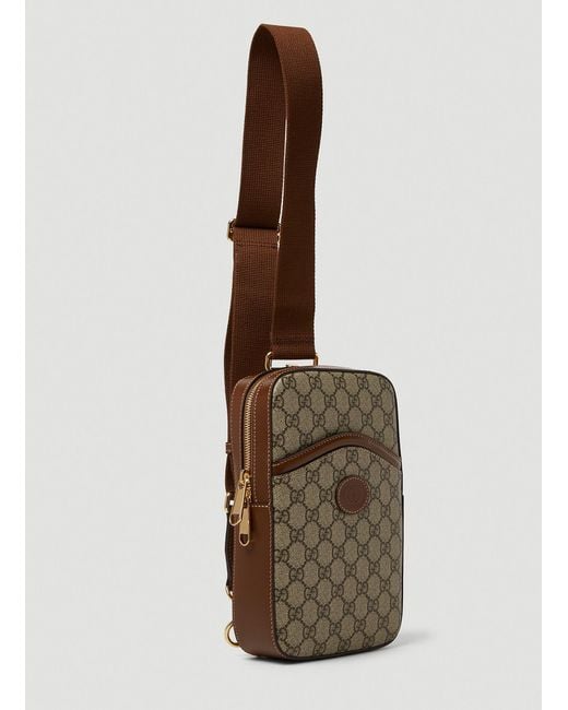 Gucci GG Supreme Sling Crossbody Bag in Brown for Men | Lyst UK