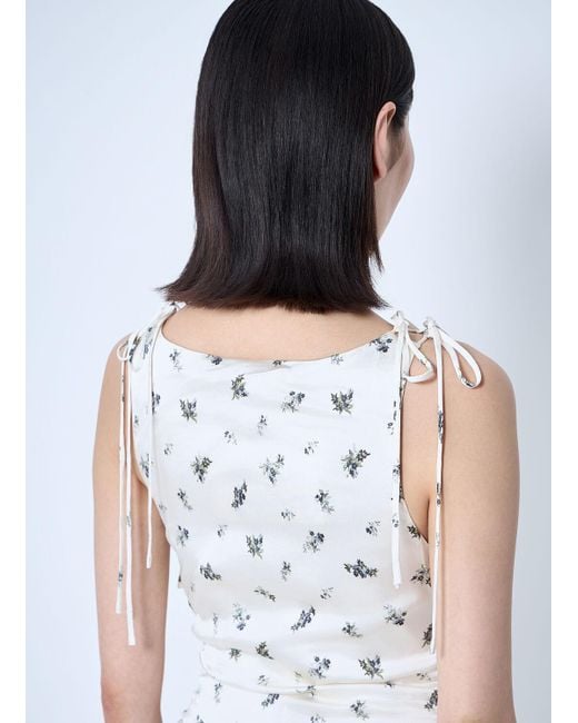 Ganni White Printed Gathered Maxi Dress