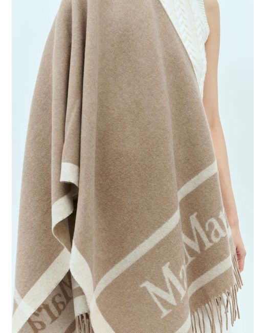 Max Mara Natural Wool Cloak With Fringes