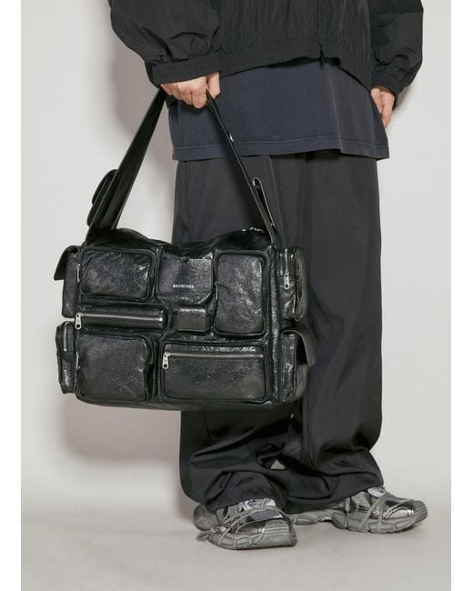 Balenciaga Black Superbusy Large Sling Shoulder Bag for men