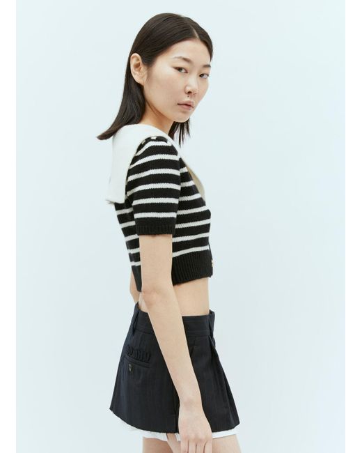 Miu Miu Black Cashmere Striped Top
