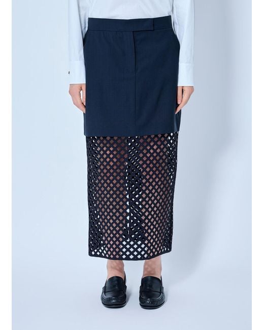 Max Mara Blue Overlay Panel Skirt