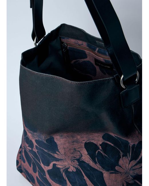 Dries Van Noten Blue Printed Canvas Shoulder Bag for men